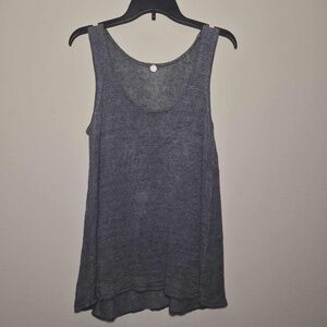 Margaret O'Leary 100% Linen Washed Denim Blue Shabby Chic Chunky Knit Tank Top M